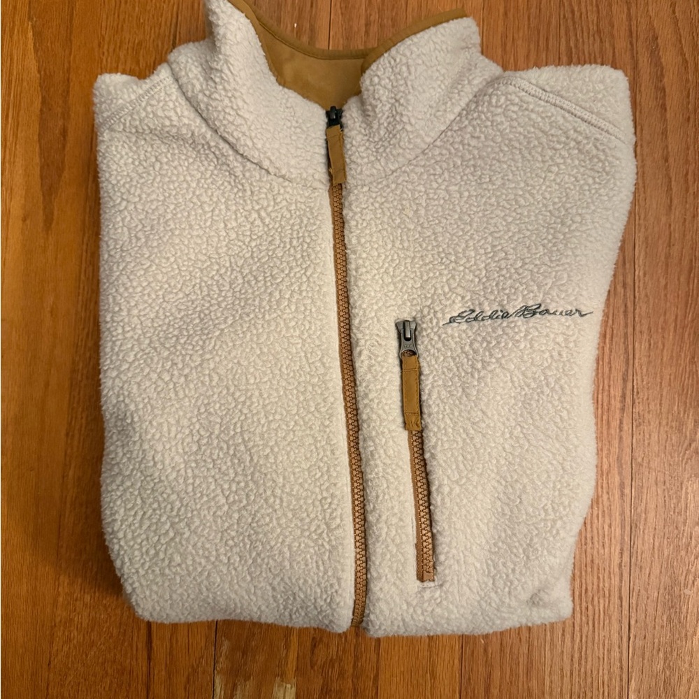Eddie Bauer Tan and Cream Fleece Jacket